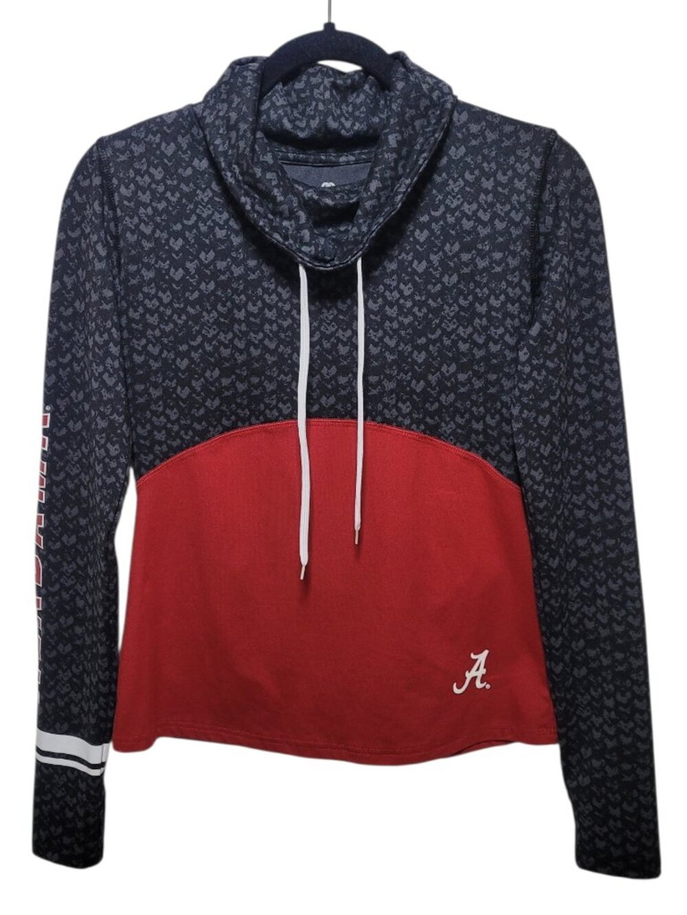 Colosseum Alabama Crimson Tide Womens Mock Neck Fitted Pullover Black Crimson